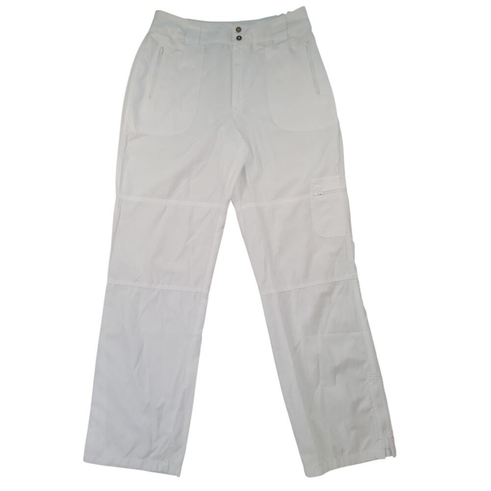 Chico’s White Cargo Pants Zip Pocket Sz 1 Medium EUC